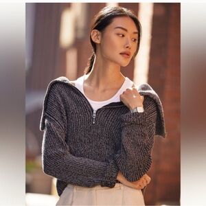 VARLEY ANTHROPOLOGY ELISE exaggerated collar woman cotton sweater warm chunky XL